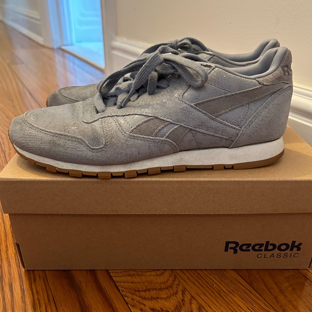 Reebok classics clean leather exotics grey suede sneaker 8